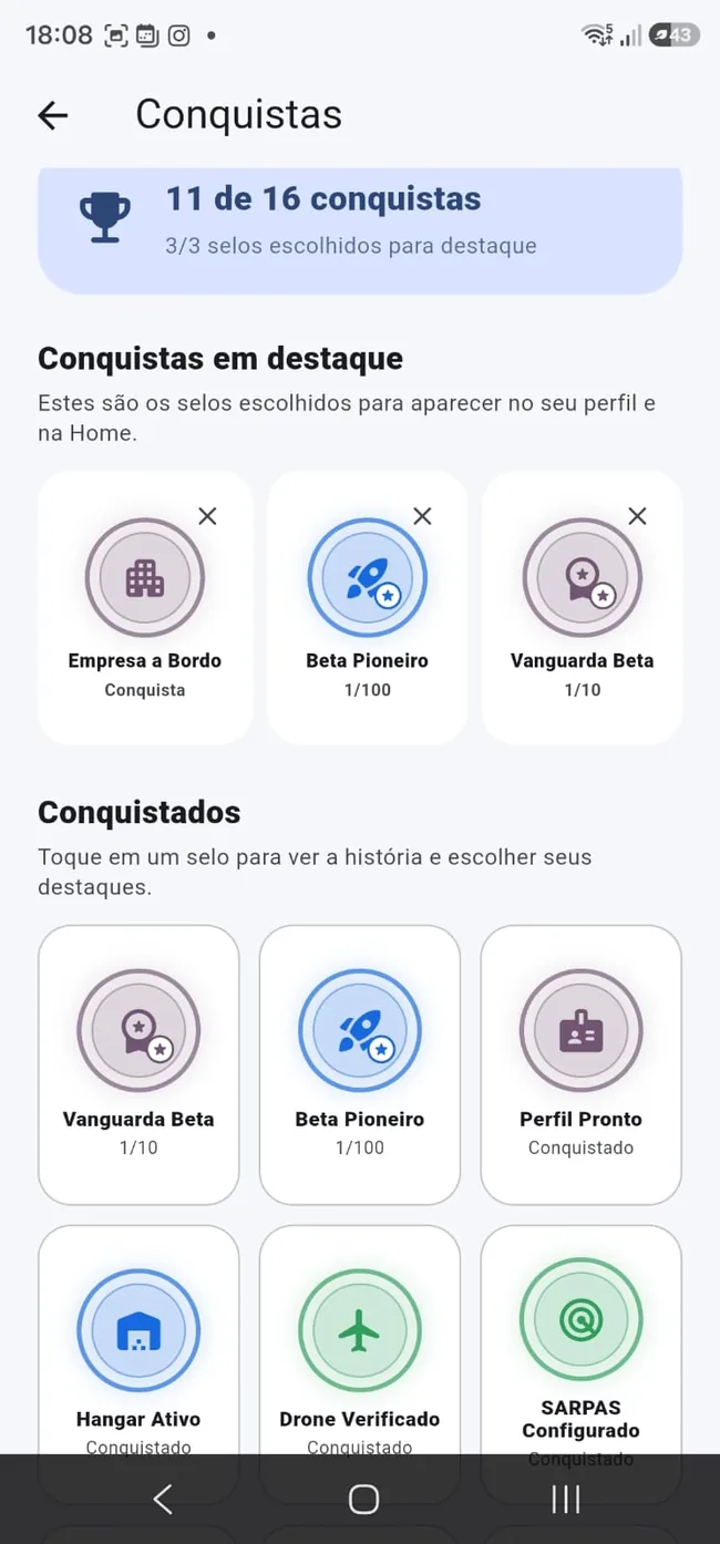 Conquistas e reputação do piloto de drone